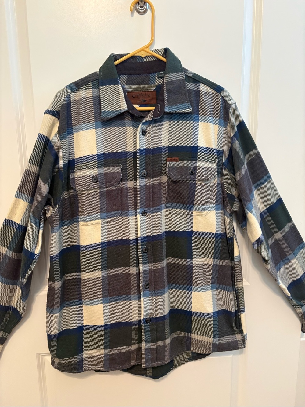 Orvis Blue, Gray & White Plaid Shirt Jacket